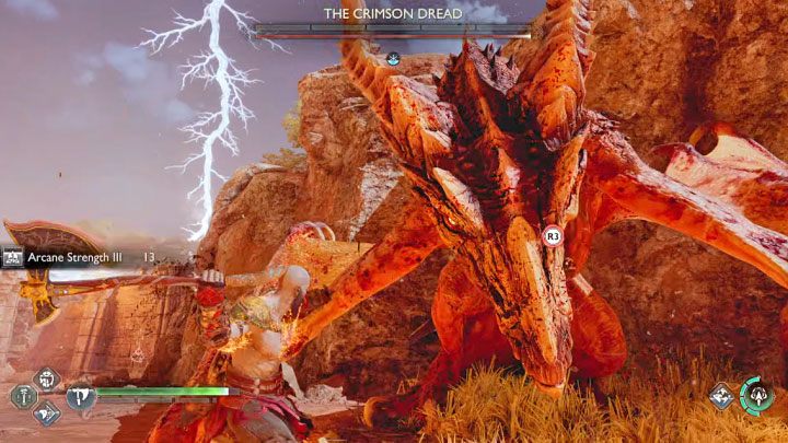 The hit dragon should crash into the arena and become an easy target for further attacks - use rune attacks and Spartan Rage - God of War Ragnarok: For Vanaheim! - walkthrough - God of War Ragnarok: Favors - Vanaheim - God of War Ragnarok Guide