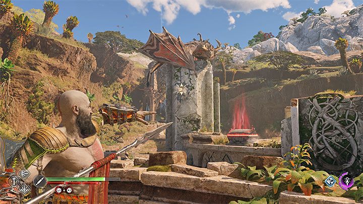 You can't defeat the dragon right away, but you can chase it away to its lair - God of War Ragnarok: The Burning Skies - walkthrough - God of War Ragnarok: Favors - Vanaheim - God of War Ragnarok Guide