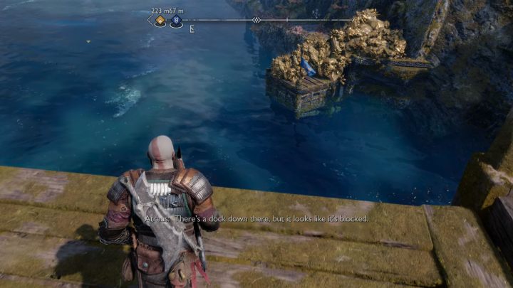 Throw a bomb on the debris blocking the boat dock - God of War Ragnarok: The Weight of Chains - favor, walkthrough - God of War Ragnarok: Favors - Svartalfheim - God of War Ragnarok Guide
