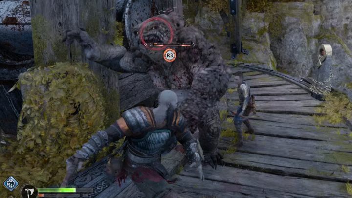 Climb the chain to the very top and get ready to fight the mini-boss Bergsra Mother - God of War Ragnarok: In Service of Asgard - favor, walkthrough - God of War Ragnarok: Favors - Svartalfheim - God of War Ragnarok Guide