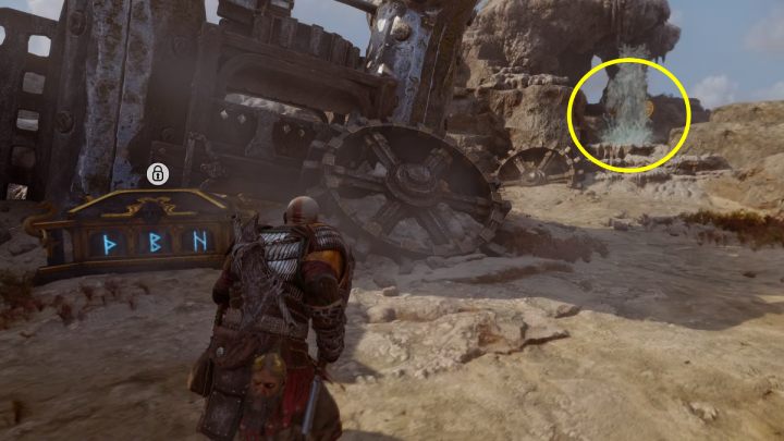 The first target is behind the geyser, to the right of the chest - God of War Ragnarok: Aurvangar Wetlands, Svartalfheim - secrets, collectibles - God of War Ragnarok: Svartalfheim - God of War Ragnarok Guide