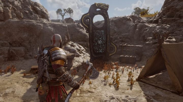 You'll find the runes next to the chest and the tent - God of War Ragnarok: Aurvangar Wetlands, Svartalfheim - secrets, collectibles - God of War Ragnarok: Svartalfheim - God of War Ragnarok Guide