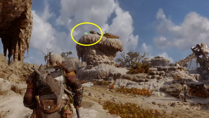 You can find him on a rock next to Mystic Gateway - God of War Ragnarok: Aurvangar Wetlands, Svartalfheim - secrets, collectibles - God of War Ragnarok: Svartalfheim - God of War Ragnarok Guide