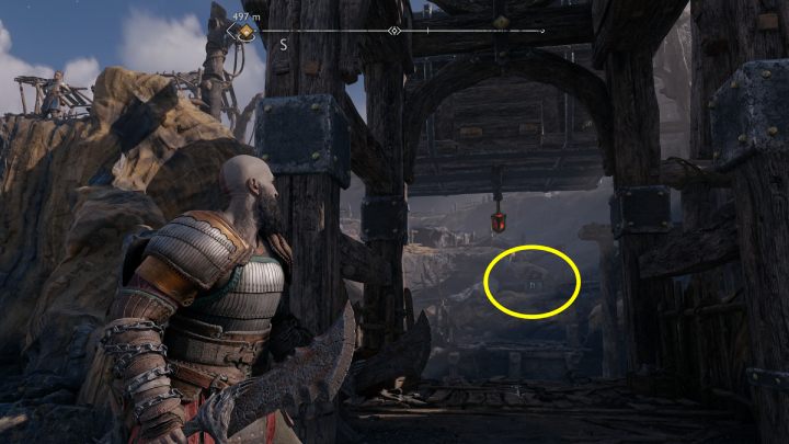 Then jump to the adjacent platform and light the 2nd torch - God of War Ragnarok: Jarnsmida Pitmines, Svartalfheim - secrets, collectibles - God of War Ragnarok: Svartalfheim - God of War Ragnarok Guide