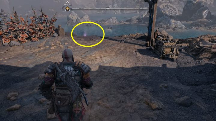 When you get to the pit mine, go down to the lower level and release the chain that will lead you to the artifact - God of War Ragnarok: Jarnsmida Pitmines, Svartalfheim - secrets, collectibles - God of War Ragnarok: Svartalfheim - God of War Ragnarok Guide