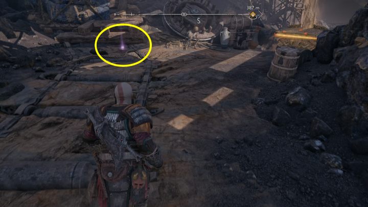 You will find the artifact, along with the Legendary Chest, in a secret area a huge crane leads to - God of War Ragnarok: Jarnsmida Pitmines, Svartalfheim - secrets, collectibles - God of War Ragnarok: Svartalfheim - God of War Ragnarok Guide