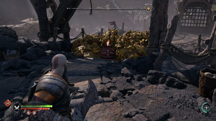 Near the entrance to the Applecore you will see a stream of water spilling out - God of War Ragnarok: Jarnsmida Pitmines, Svartalfheim - secrets, collectibles - God of War Ragnarok: Svartalfheim - God of War Ragnarok Guide