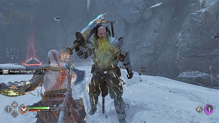The enemies you'll encounter have visible health bars, next to which you'll see their experience level - God of War Ragnarok: Beginners guide - God of War Ragnarok: Basics - God of War Ragnarok Guide