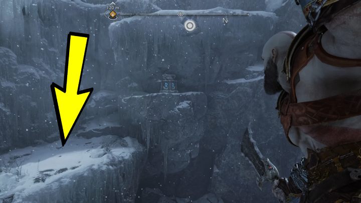 One torch is on the right side of the chest - God of War Ragnarok: Well of Urd, Midgard - secrets, collectibles - God of War Ragnarok: Midgard - God of War Ragnarok Guide