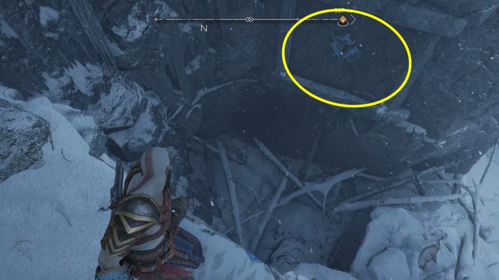 Before reaching the top, walk along the rock to the left and jump down - God of War Ragnarok: Well of Urd, Midgard - secrets, collectibles - God of War Ragnarok: Midgard - God of War Ragnarok Guide