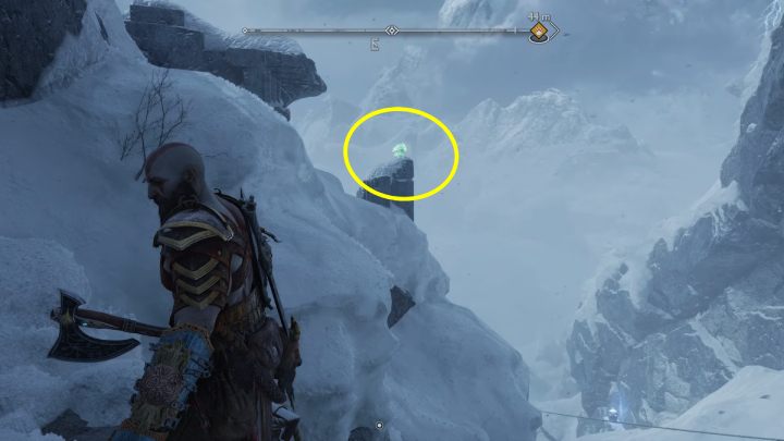 After climbing to the top, you will see the bird sitting on a stone on the right - God of War Ragnarok: Well of Urd, Midgard - secrets, collectibles - God of War Ragnarok: Midgard - God of War Ragnarok Guide