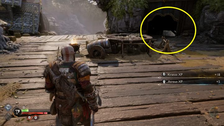 A small passageway is located not far from where the monsters jump out - God of War Ragnarok: Nidavellir, Svartalfheim - secrets, collectibles - God of War Ragnarok: Svartalfheim - God of War Ragnarok Guide