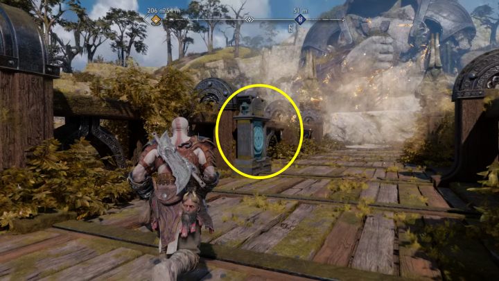 Jump onto the wooden platform and thrust the spear into the beam - God of War Ragnarok: Spirit of Rebellion - favor, walkthrough - God of War Ragnarok: Favors - Svartalfheim - God of War Ragnarok Guide