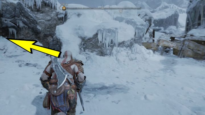 To get to the collectible, you need to jump above the marked beam - God of War Ragnarok: Shores of Nine, Midgard - secrets, collectibles - God of War Ragnarok: Midgard - God of War Ragnarok Guide