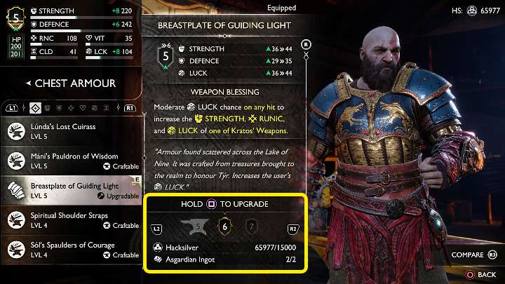 To upgrade pieces of armor in God of War Ragnarok, you will need silver and specific crafting materials - these can be found in various places and some of them can also be purchased - God of War Ragnarok: Best Armor set - God of War Ragnarok: Character development guide - God of War Ragnarok Guide