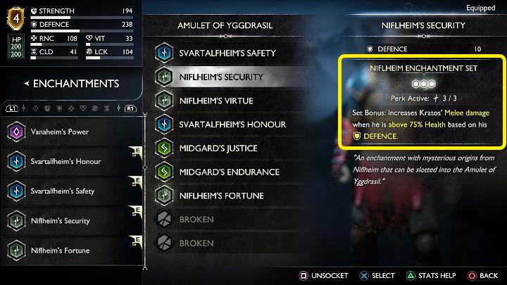 The Amulet of Yggdrasil is a special item in which you can place Kratos' enchantments (max - God of War Ragnarok: Best Armor set - God of War Ragnarok: Character development guide - God of War Ragnarok Guide