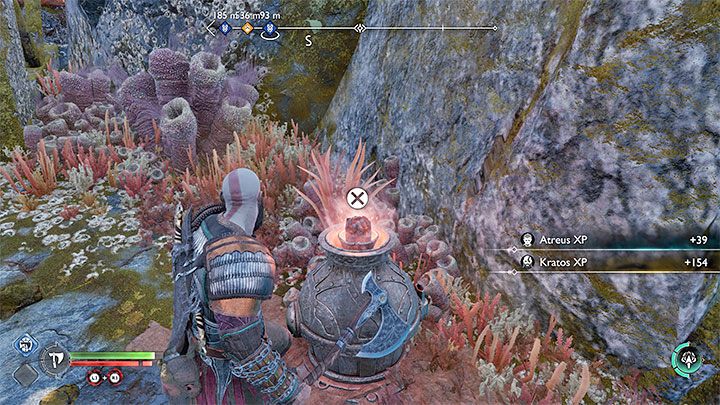 The second method is available only in those locations where you can find Fire Fombs - the image above shows an example of where to obtain them (Lygnbakr Island) - God of War Ragnarok: How to destroy yellow crystal blockades? - God of War Ragnarok: Exploration - God of War Ragnarok Guide