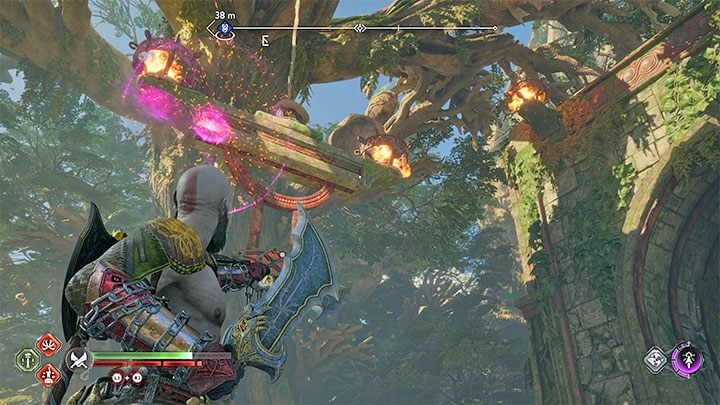 Now place interlocking seals from the right basket to the platform - God of War Ragnarok: Pilgrims Landing, Vanaheim - secrets, collectibles - God of War Ragnarok: Vanaheim - God of War Ragnarok Guide