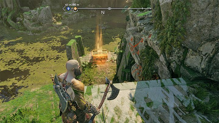You must now go through the caves and reach the northern end of the Veiled Passage - God of War Ragnarok: Cliffside Ruins, Vanaheim - secrets, collectibles - God of War Ragnarok: Vanaheim - God of War Ragnarok Guide