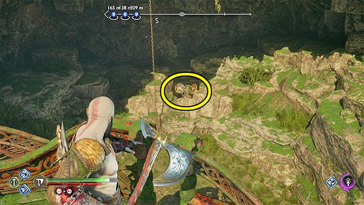 To open the chest, you need to throw the axe at targets in the area and set up the correct runes - God of War Ragnarok: Cliffside Ruins, Vanaheim - secrets, collectibles - God of War Ragnarok: Vanaheim - God of War Ragnarok Guide