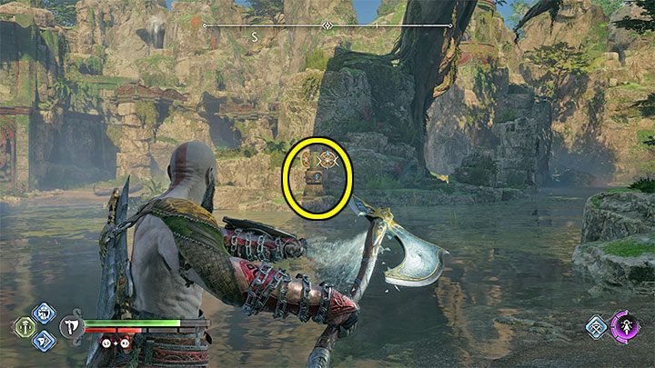 Shield 3 forces you to return to the boat and reach the shop north of the Nornir Chest - God of War Ragnarok: Cliffside Ruins, Vanaheim - secrets, collectibles - God of War Ragnarok: Vanaheim - God of War Ragnarok Guide