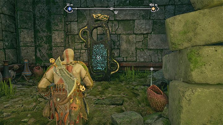 Reach the upper level and you will find a tablet with runes - God of War Ragnarok: The Veiled Passage, Vanaheim - secrets, collectibles - God of War Ragnarok: Vanaheim - God of War Ragnarok Guide