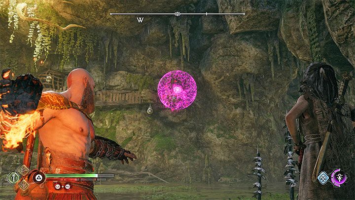 You need to solve a puzzle by activating 3 bells and all these objects are located west of the chest, on the opposite side of the river - God of War Ragnarok: The Veiled Passage, Vanaheim - secrets, collectibles - God of War Ragnarok: Vanaheim - God of War Ragnarok Guide