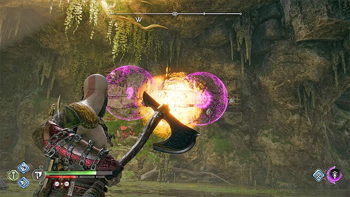 Now form a row of 3 seals - all the bells must be within their range - God of War Ragnarok: The Veiled Passage, Vanaheim - secrets, collectibles - God of War Ragnarok: Vanaheim - God of War Ragnarok Guide