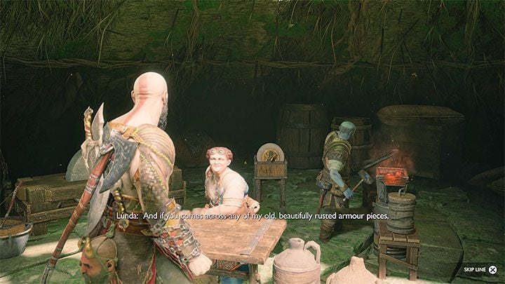 Lunda is one of the dwarves and you can meet her for the first time in Freyr's camp in Vanaheim - this happens during the course of The Reckoning story quest - God of War Ragnarok: Lundas Lost Armor - finding 3 pieces of armor in Vanaheim - God of War Ragnarok: Labors - Vanaheim - God of War Ragnarok Guide