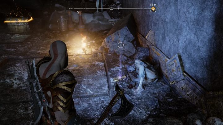 When you move the chain, you'll reveal a staircase leading to a hidden room - God of War Ragnarok: The Oarsmen, Midgard - secrets, collectibles - God of War Ragnarok: Midgard - God of War Ragnarok Guide