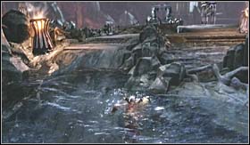 After getting to the shore, use whatevers left of your strength, get out and talk with Athena (who will give you your old-new weapon) - Walkthrough - River Styx | Walkthrough - Walkthrough - God of War 3 Game Guide & Walkthrough