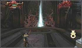 After arriving at the stone ledges (two jumps with swinging) you will have the chance to save your game) - Walkthrough - The Forge | Walkthrough - Walkthrough - God of War 3 Game Guide & Walkthrough