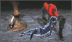 This way you will reach a dying Pandora, who will change into blue flame of hope - Walkthrough - The darkness | Walkthrough - Walkthrough - God of War 3 Game Guide & Walkthrough