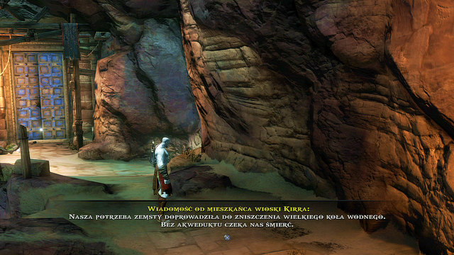 When it stops, jump onto a stone bridge and run forward - Fire of Ares and Mill-Wheel - Chapter 5: The Village of Kirra - God of War: Ascension - Game Guide and Walkthrough