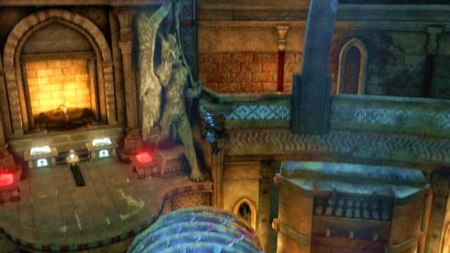 Solution: use three small blocks to reach chests, while two bigger ones will slow down the roller - Broken bridge, Roller-Riddle and Medusa - Chapter 5: The Village of Kirra - God of War: Ascension - Game Guide and Walkthrough