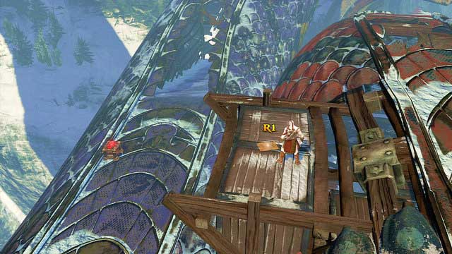 Return and jump on Pythons back until you find a wooden scaffold - Walkthrough - Chapter 8: The Pythons Belly - God of War: Ascension - Game Guide and Walkthrough