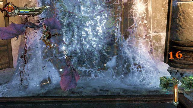 Few steps further you land onto a ice wall and slide down - Walkthrough - Chapter 8: The Pythons Belly - God of War: Ascension - Game Guide and Walkthrough