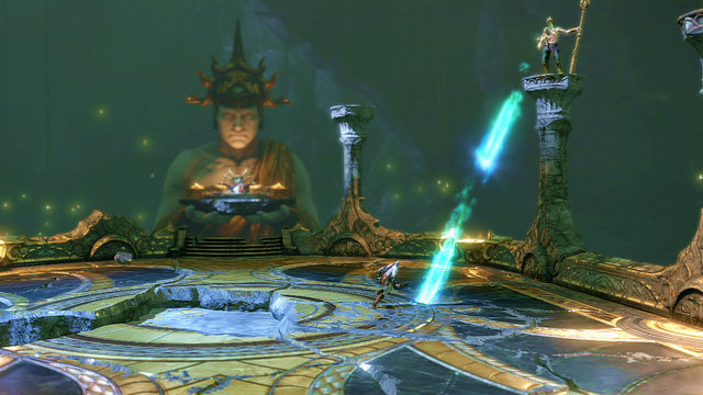 As the columns got destroyed, Castors attacks will get stronger and begin to decay the floor - Walkthrough - Chapter 12: The Oracles Chamber - God of War: Ascension - Game Guide and Walkthrough