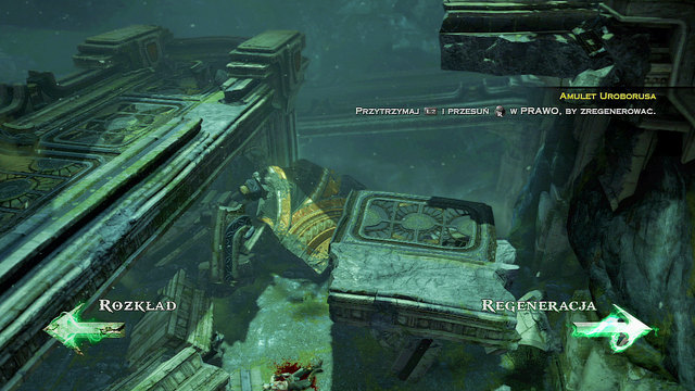 Take an Amulet of Uroborus from Castors corpses which allows you to decay and regenerate some items - Walkthrough - Chapter 13: Passage to Delphi - God of War: Ascension - Game Guide and Walkthrough