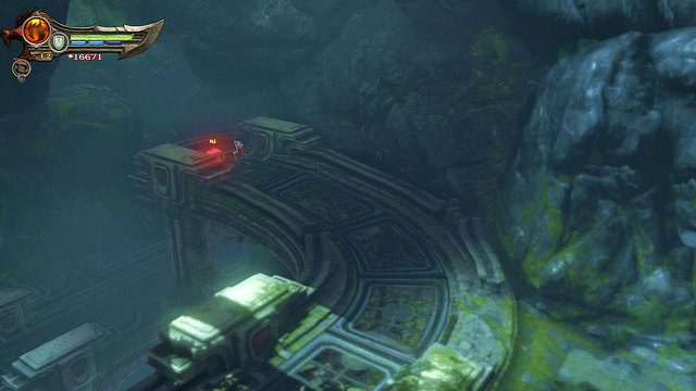 At the end of bridge you find destroyed chest - Walkthrough - Chapter 13: Passage to Delphi - God of War: Ascension - Game Guide and Walkthrough