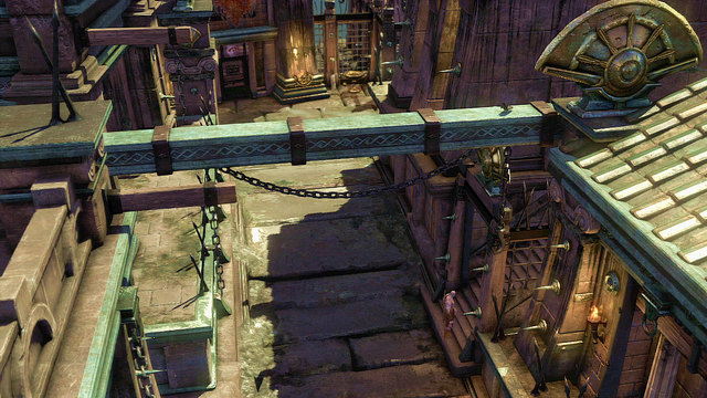 Go into a created way and keep near the right wall - Walkthrough - Chapter 16: Prison of the Damned (pt. 2) - God of War: Ascension - Game Guide and Walkthrough