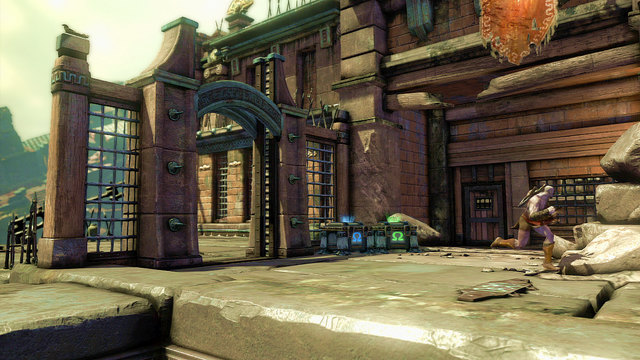 When the cut scene ends return from the edge - Walkthrough - Chapter 16: Prison of the Damned (pt. 2) - God of War: Ascension - Game Guide and Walkthrough