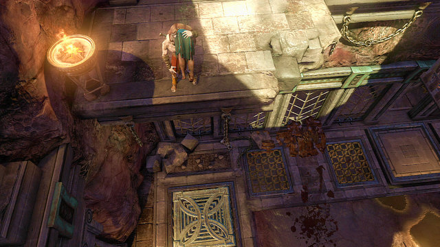 This time enter the elevator with corpse which youve freed from the metal device at the beginning - Walkthrough - Chapter 17: Martyrs Chamber - God of War: Ascension - Game Guide and Walkthrough