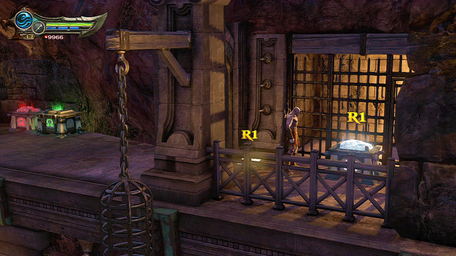 Go right from the chest to run into a Letter from the Scribe of Hecatonchires and white chest - Walkthrough - Chapter 17: Martyrs Chamber - God of War: Ascension - Game Guide and Walkthrough