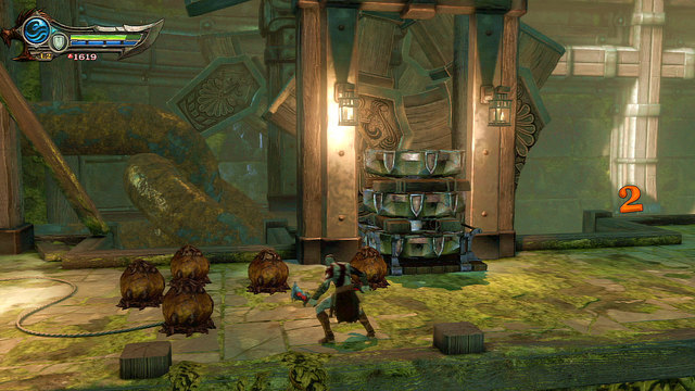 Destroy hatcheries after a fight and look around - Inside of the statue - Chapter 18: Delos Landing - God of War: Ascension - Game Guide and Walkthrough