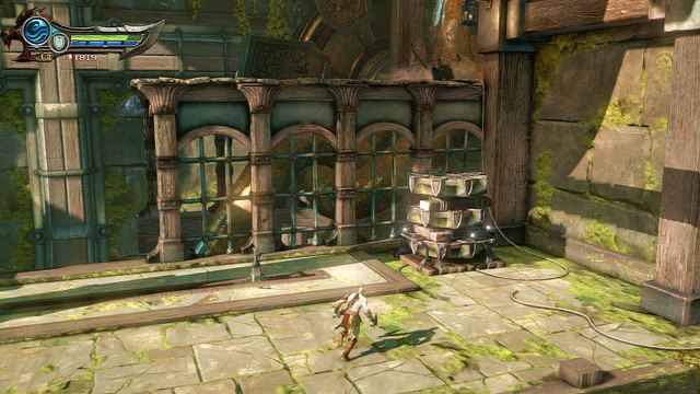 Grab the platform and drag it on the right, under the wall and push forward - Inside of the statue - Chapter 18: Delos Landing - God of War: Ascension - Game Guide and Walkthrough