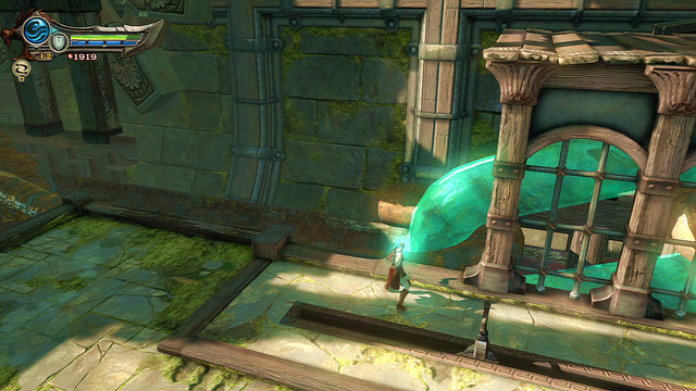 Jump down and pull the lever left - Inside of the statue - Chapter 18: Delos Landing - God of War: Ascension - Game Guide and Walkthrough