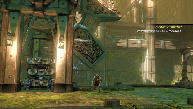 Jump down, release the gearwheel, move the lever to its max right and then block the wheel with the platform - Inside of the statue - Chapter 18: Delos Landing - God of War: Ascension - Game Guide and Walkthrough