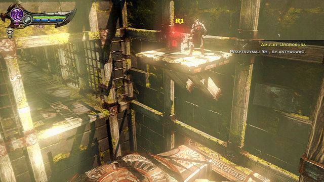 Then carefully jump onto a smaller gearwheels - Destroyed Head - Chapter 19: The Foot of Apollo - God of War: Ascension - Game Guide and Walkthrough