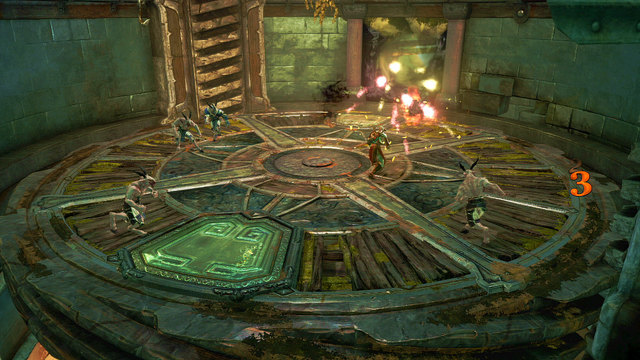 After getting on the very top, the elevator blocks and you need to finish enemies and release it - Walkthrough - Chapter 21: The Forearm of Apollo - God of War: Ascension - Game Guide and Walkthrough